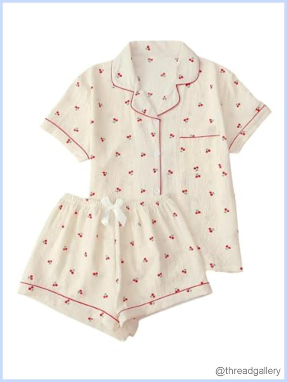 Women's 2 Piece Pajama Set Short Sleeve Button Down Top & Shorts Lounge